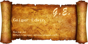 Geiger Edvin névjegykártya
